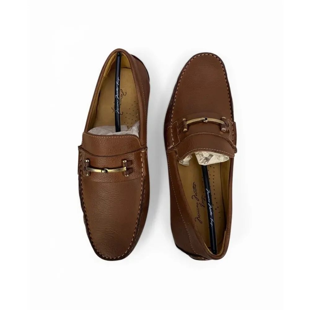 Massimo Matteo Bit Driver Loafer Mens 9 M Cognac Leather Moccasin Slip On Luxury